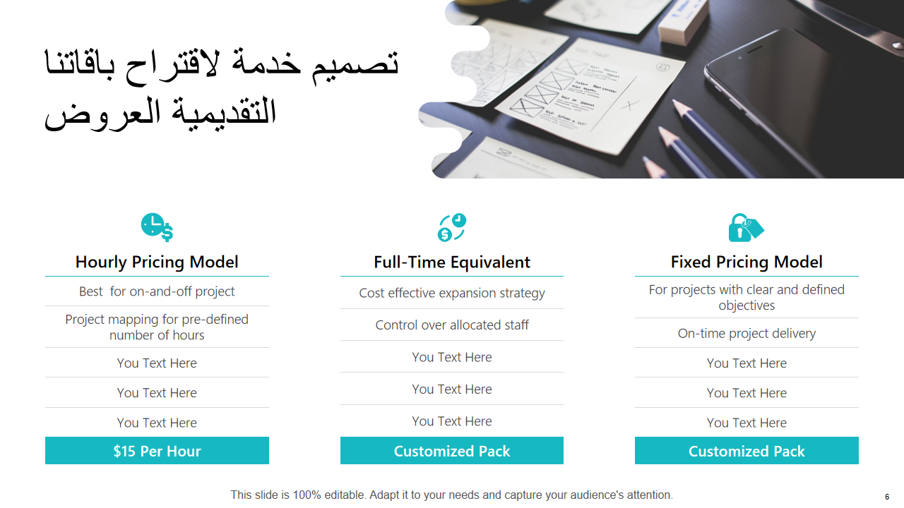باقاتنا لاقتراح خدمة تصميم العروض التقديمية