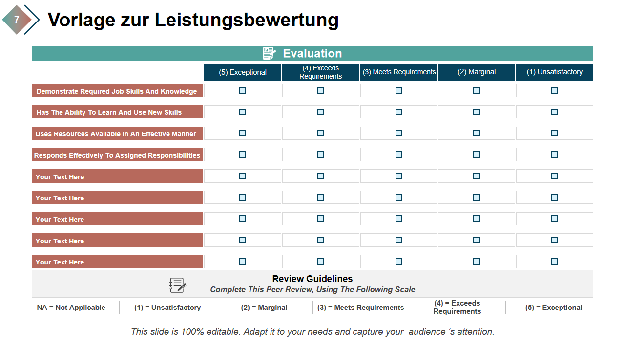Vorlage zur Leistungsbewertung