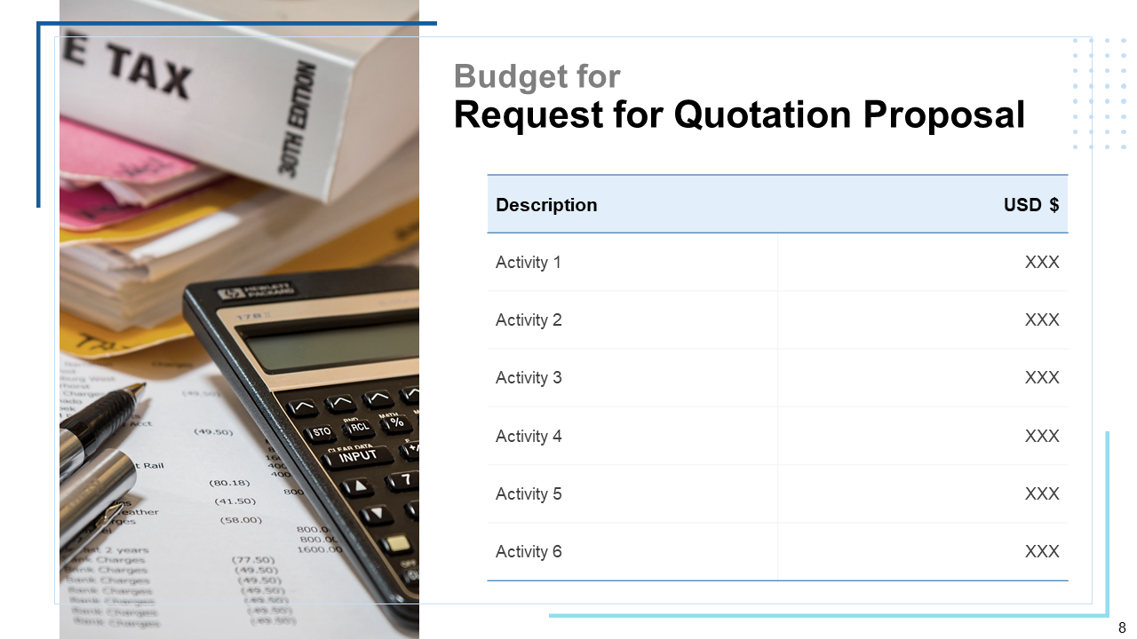 Budget for Request for Quotation Proposal