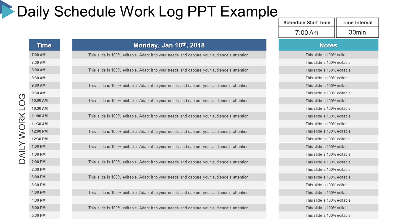 Daily Schedule Work Log PPT Example