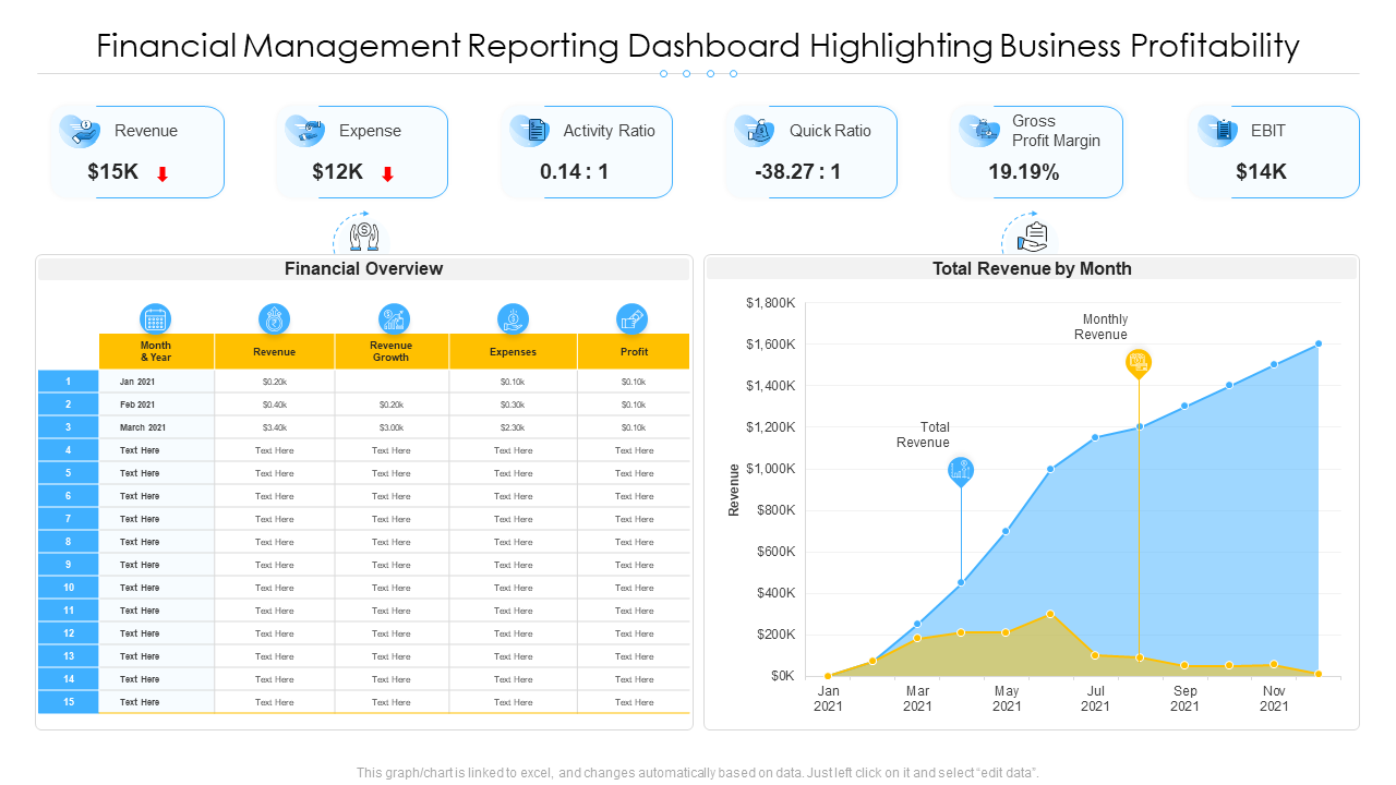 Financial Management Reporting Dashboard Highlighting Business Profitability