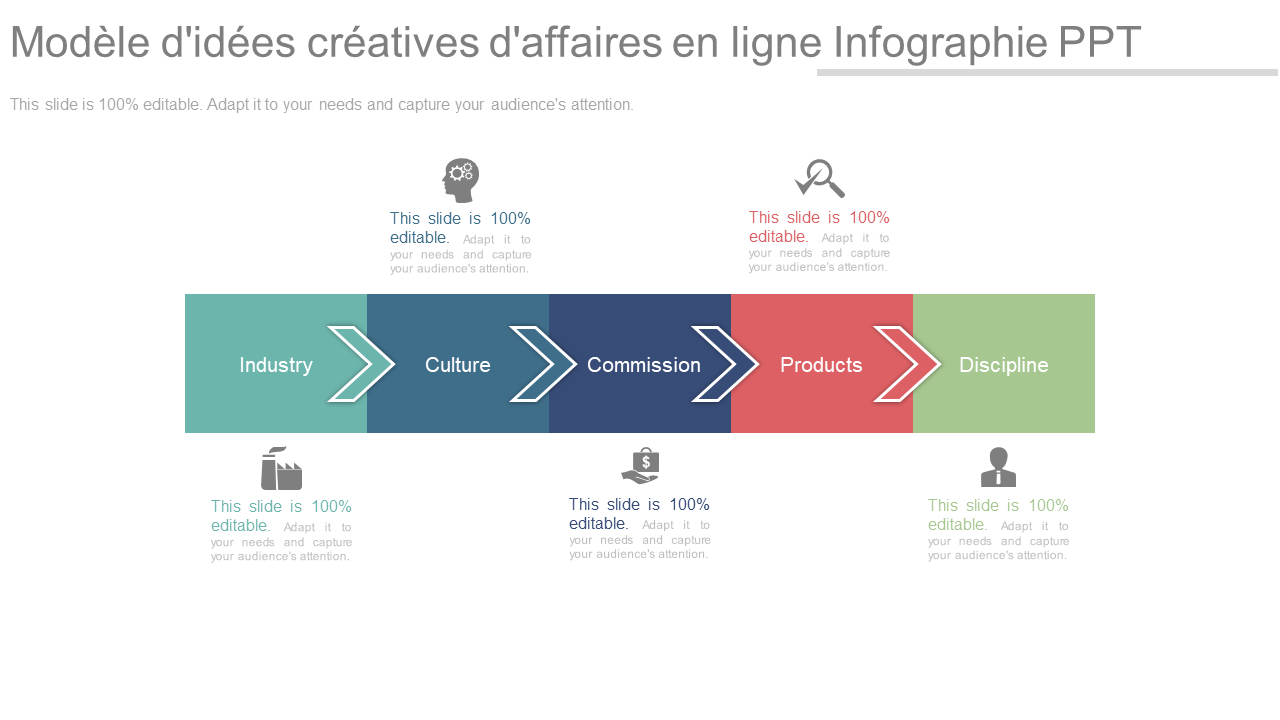 Modèle d'idées créatives d'affaires en ligne Infographie PPT 