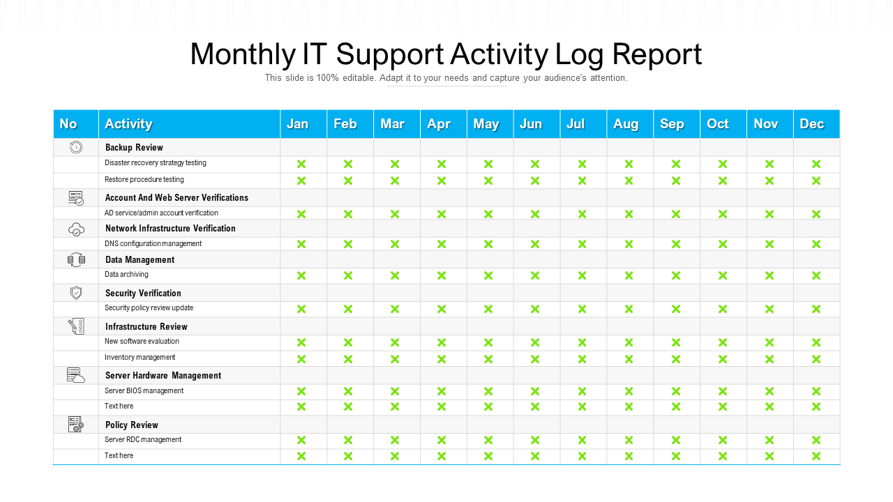 Monthly IT Support Activity Log Report