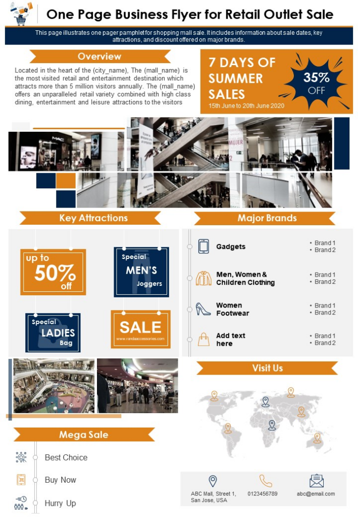 One-page Business Flyer for Retail Outlet Sale Template