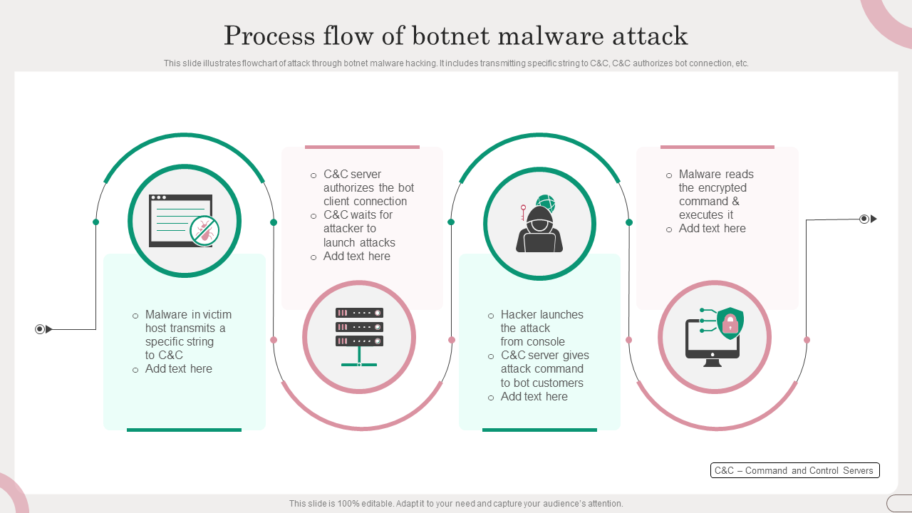 Process flow of botnet malware attack