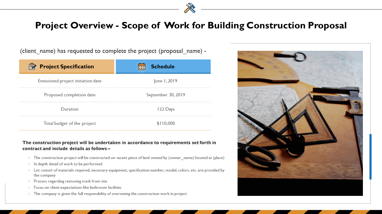 Project Overview - Scope of Work for Building Construction Proposal