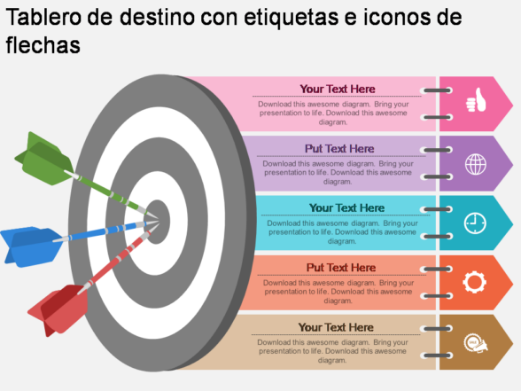 Tablero de destino con etiquetas e iconos de flechas 