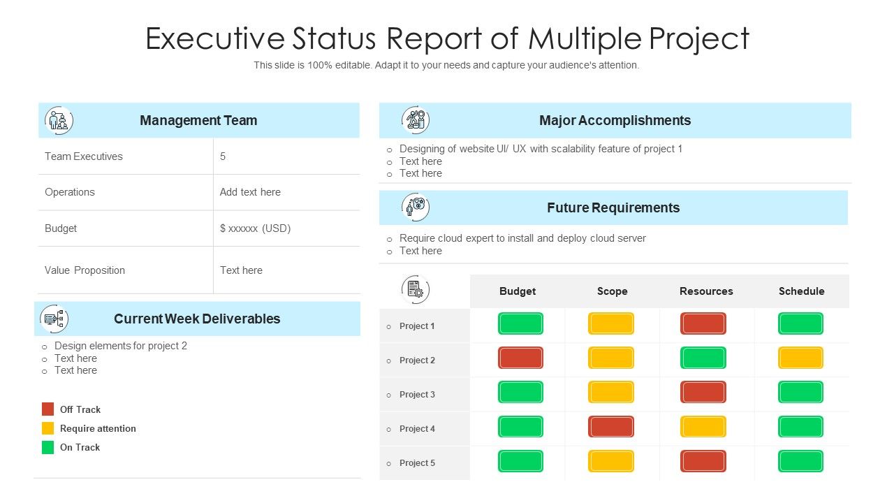 Executive Status Report of Multiple Project