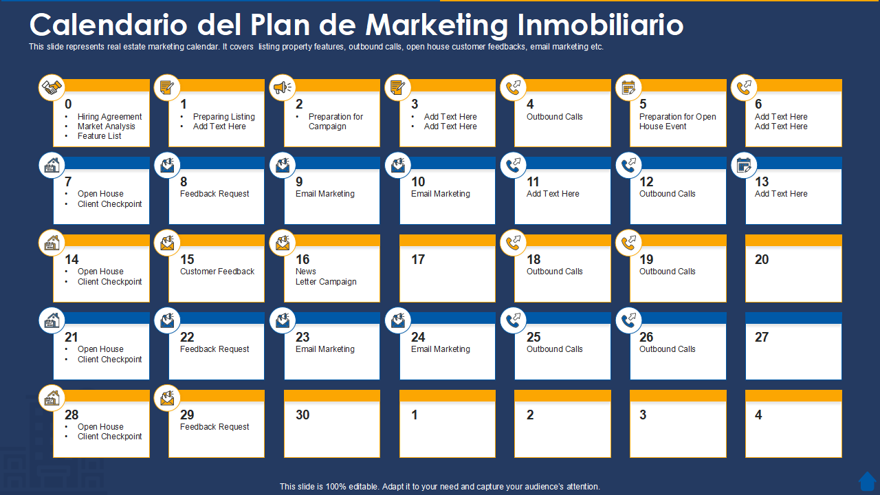 Calendario del Plan de Marketing Inmobiliario Calendario del Plan de Marketing Inmobiliario