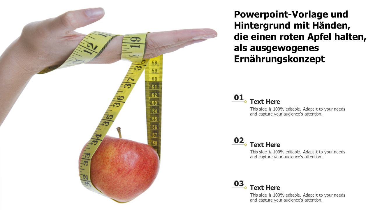 Powerpoint-Vorlage und Hintergrund mit Händen, die einen roten Apfel halten, als ausgewogenes Ernährungskonzept Powerpoint-Vorlage und Hintergrund mit Händen, die einen roten Apfel halten, als ausgewogenes Ernährungskonzept