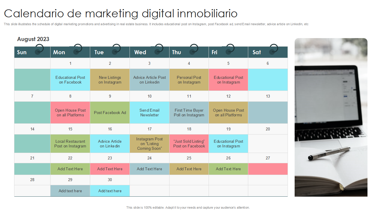 Calendario de marketing digital inmobiliario Calendario de marketing digital inmobiliario