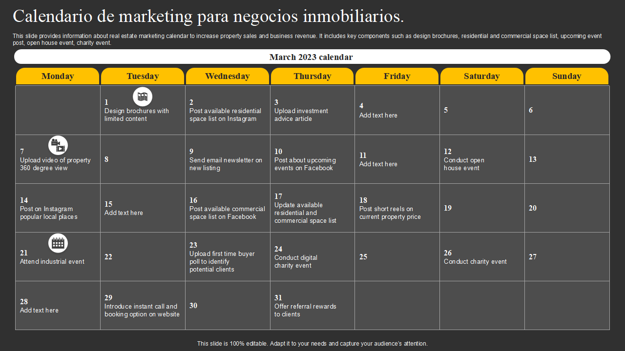 Calendario de marketing para negocios inmobiliarios Calendario de marketing para negocios inmobiliarios