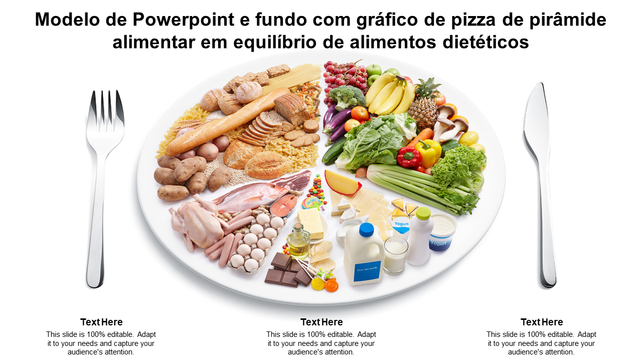  Modelo de Powerpoint e fundo com gr&aacute;fico de pizza de pir&acirc;mide alimentar em equil&iacute;brio de alimentos diet&eacute;ticos
