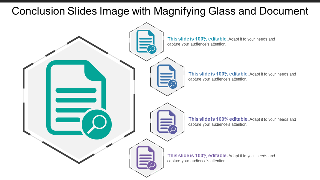 Conclusion Slides Image with Magnifying Glass and Document
