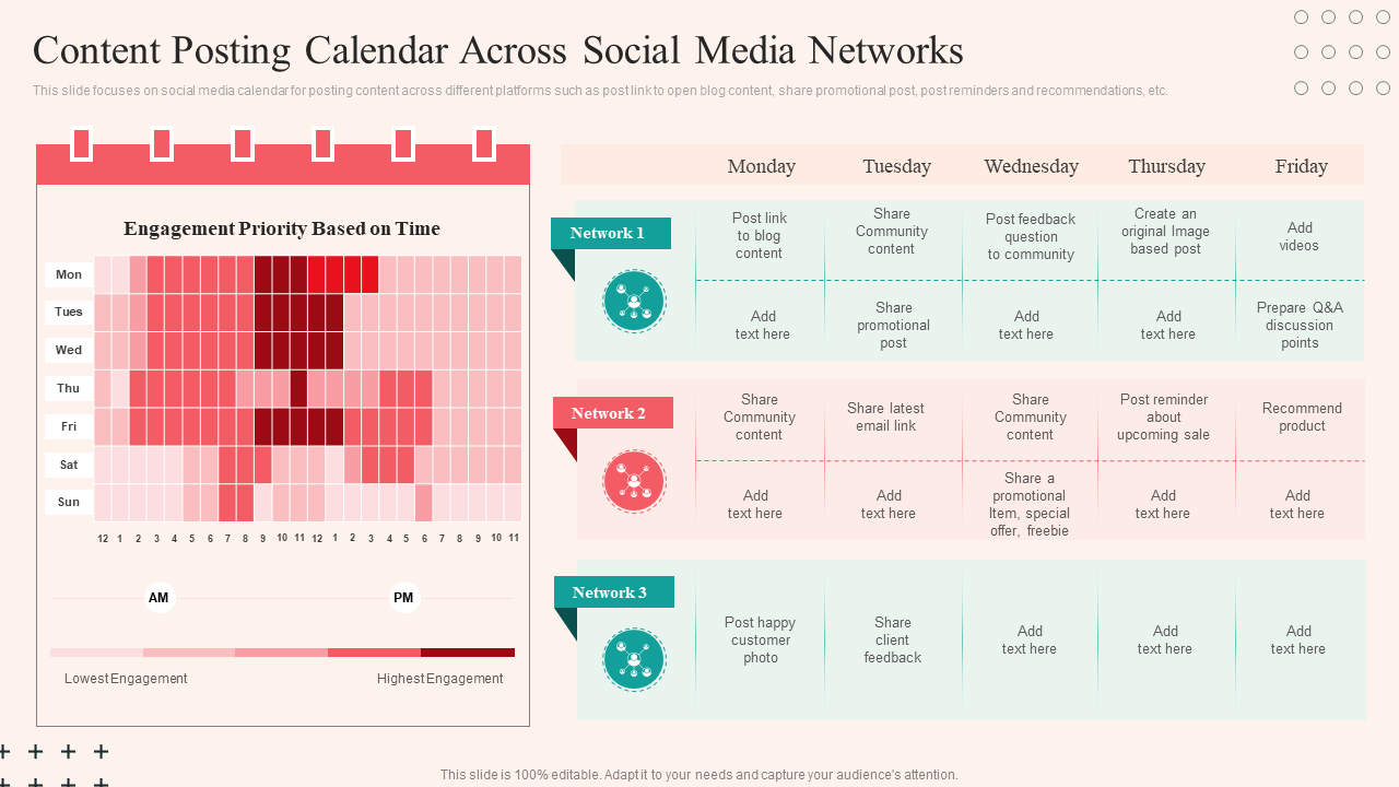 Content Posting Calendar Across Social Media Networks