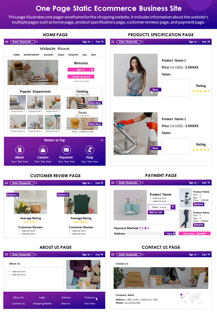One Page Static Ecommerce Business Site