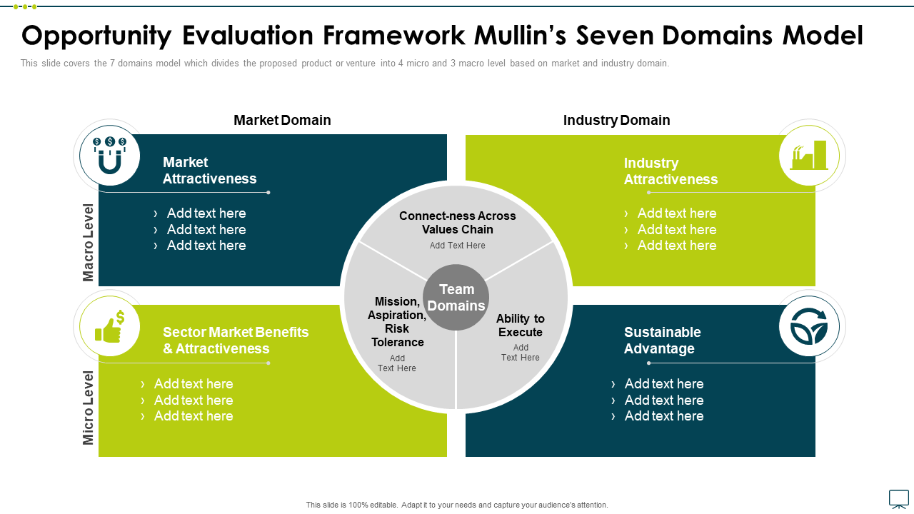 Opportunity Evaluation Framework Mullin’s Seven Domains Model