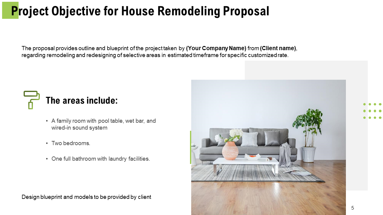 Project Objective for House Remodeling Proposal