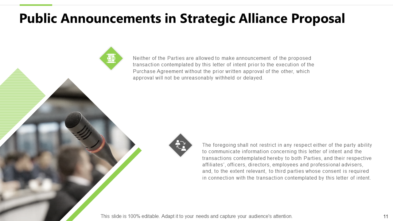 Public Announcements in Strategic Alliance Proposal