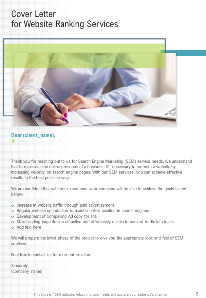 Cover Letter for Website Ranking Proposal Template
