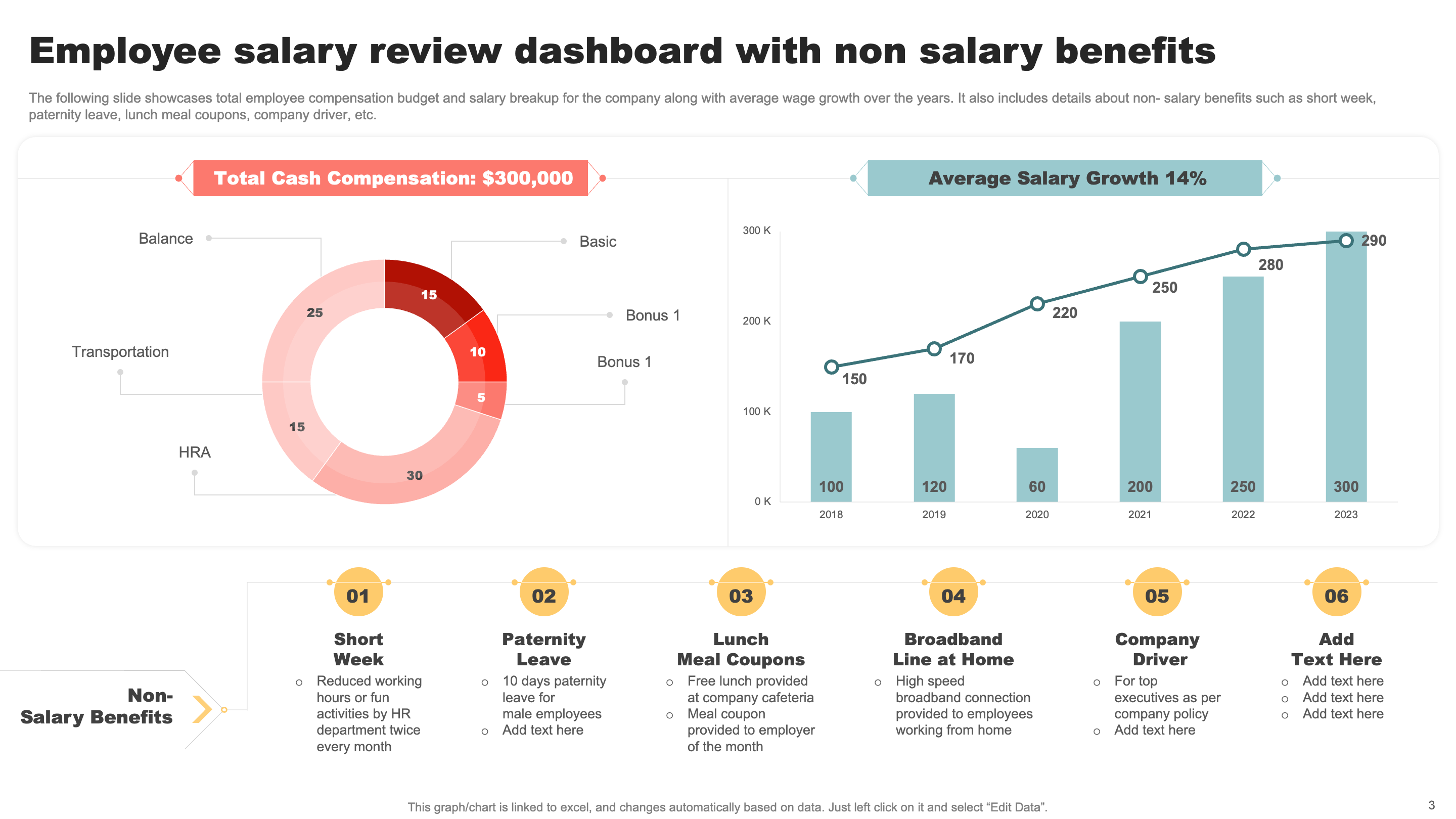Employee Salary Review Dashboard with Non-Salary Benefits