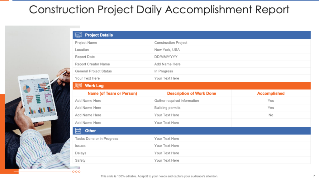 Daily Project Accomplishment Report PPT Template