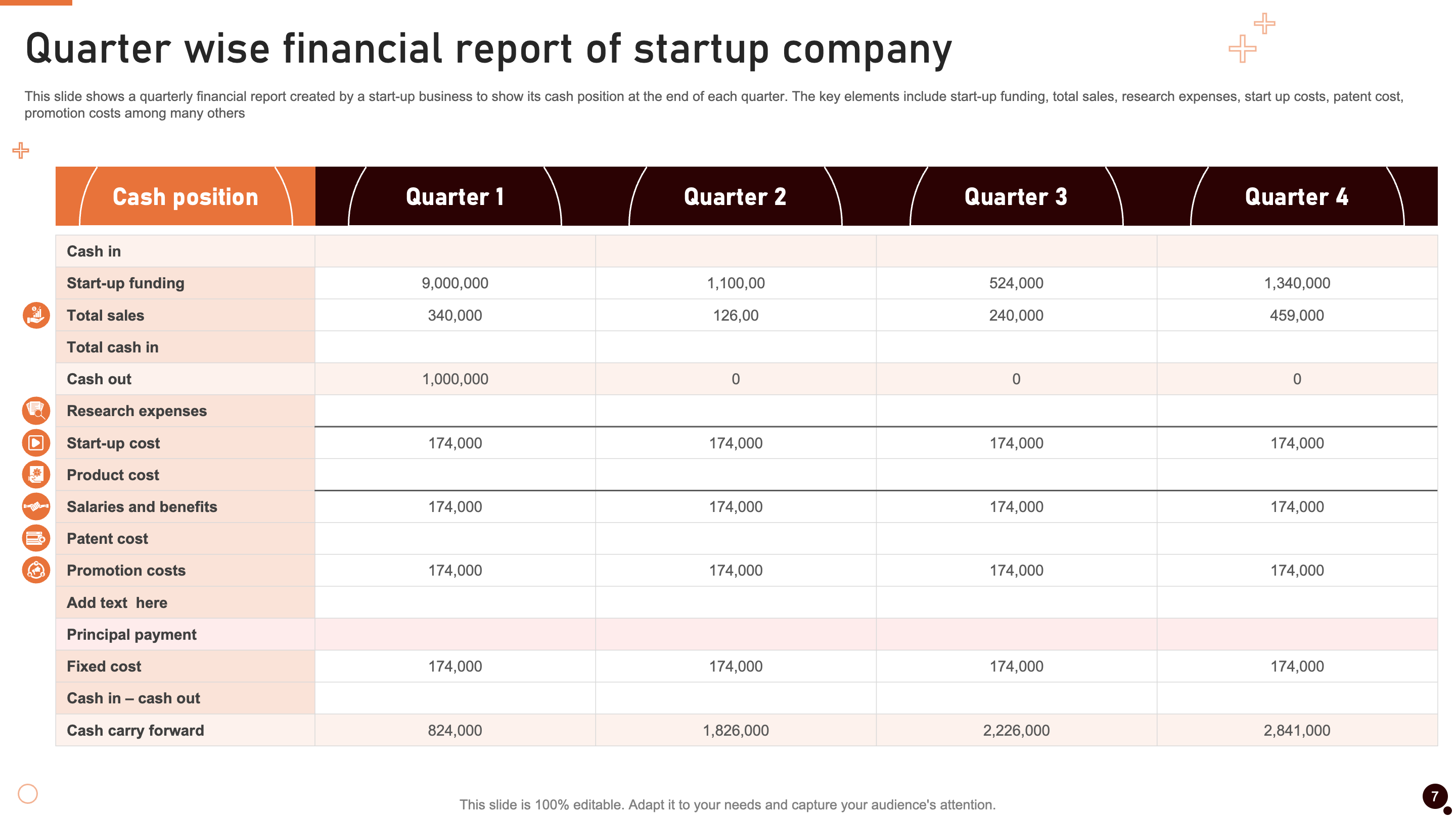 Quarter Wise Financial Report of Startup Company