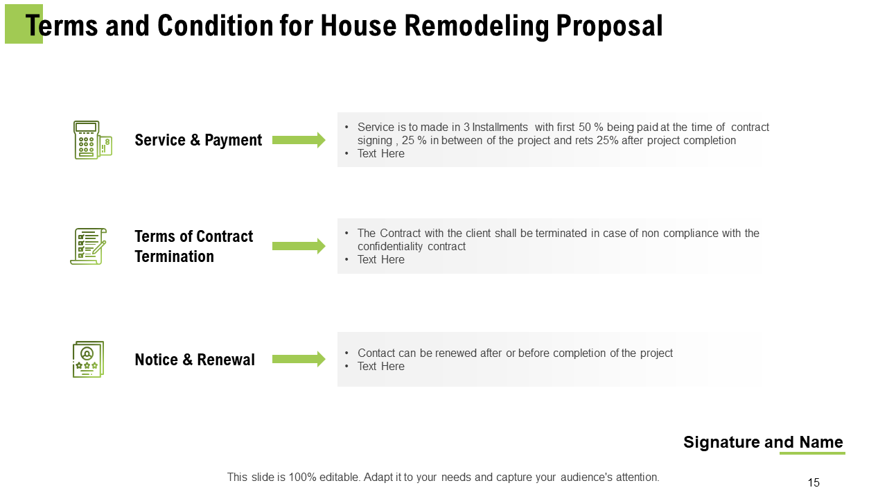 Terms and Condition for House Remodeling Proposal