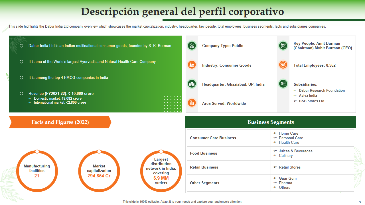  Descripción general del perfil corporativo