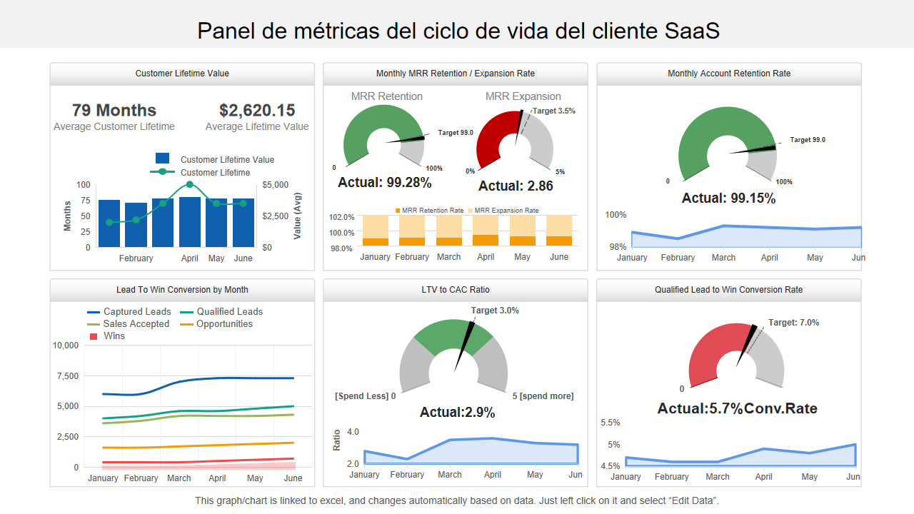 Panel de métricas del ciclo de vida del cliente SaaS Panel de métricas del ciclo de vida del cliente SaaS