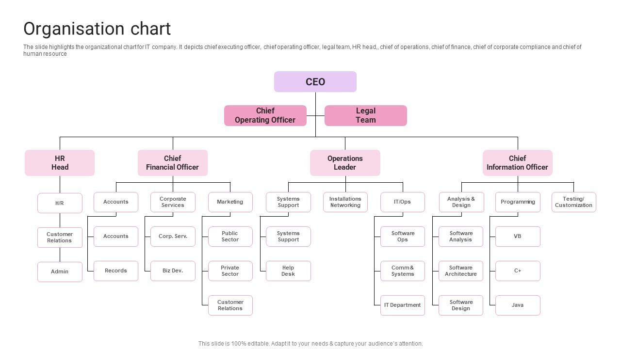 Organization Chart IT Products and Services Company Profile