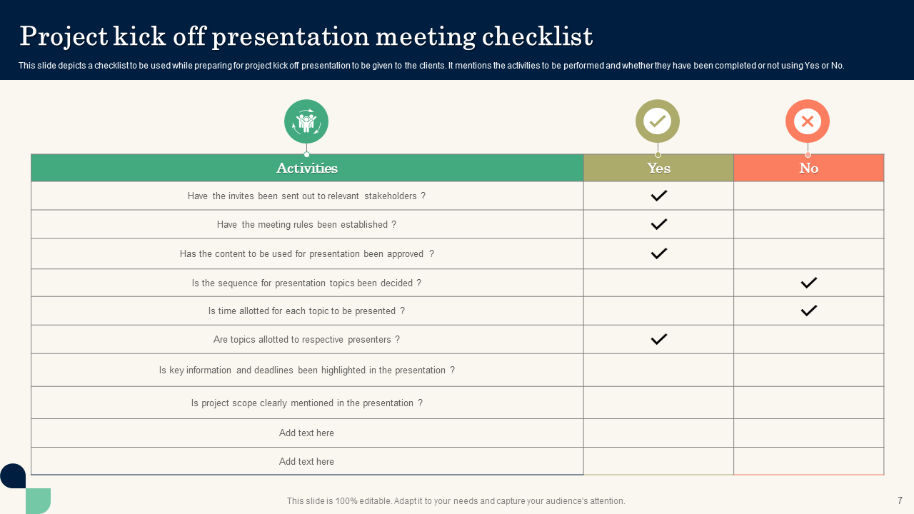 Project Kick-Off Presentation Meeting Checklist