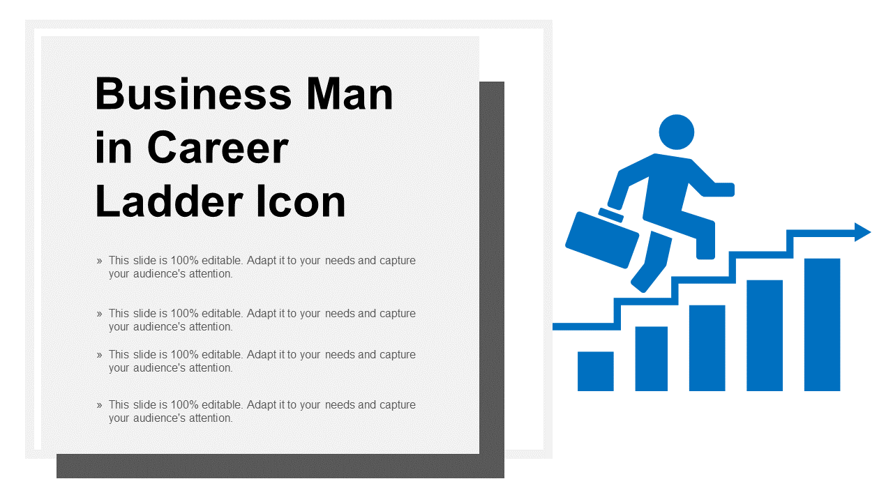 Business Man in Career Ladder Icon