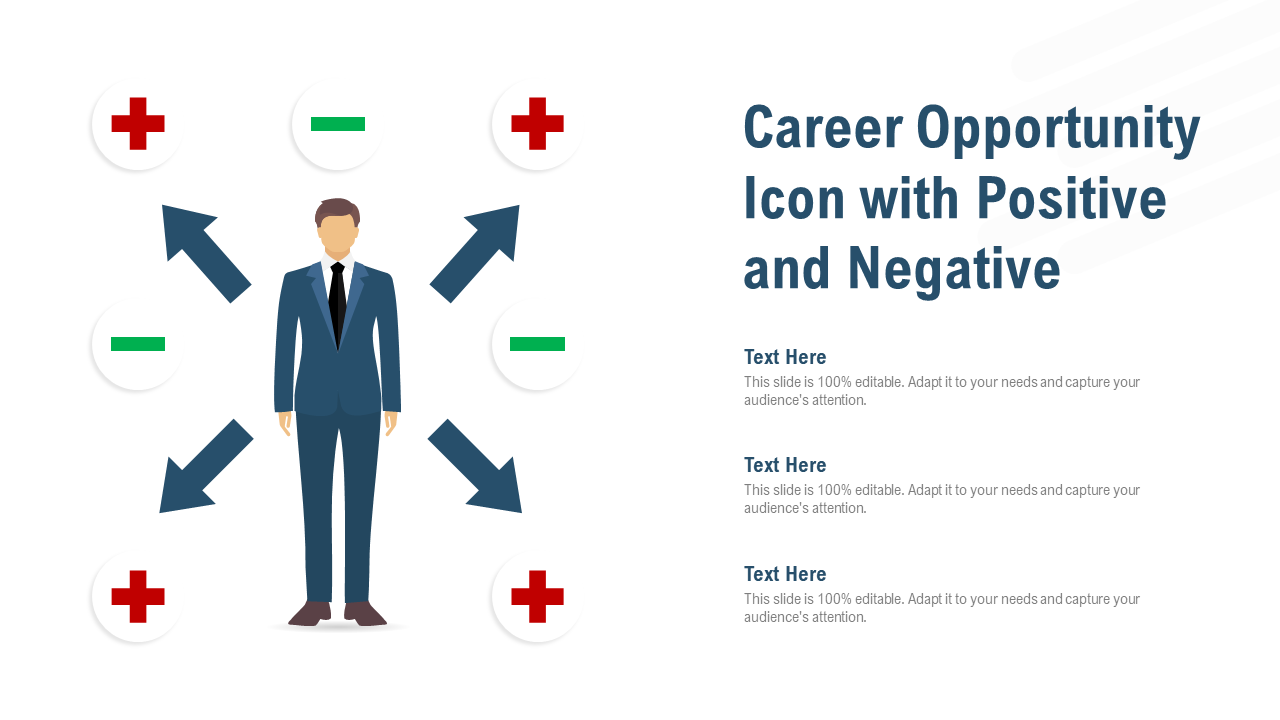 Career Opportunity Icon with Positive and Negative