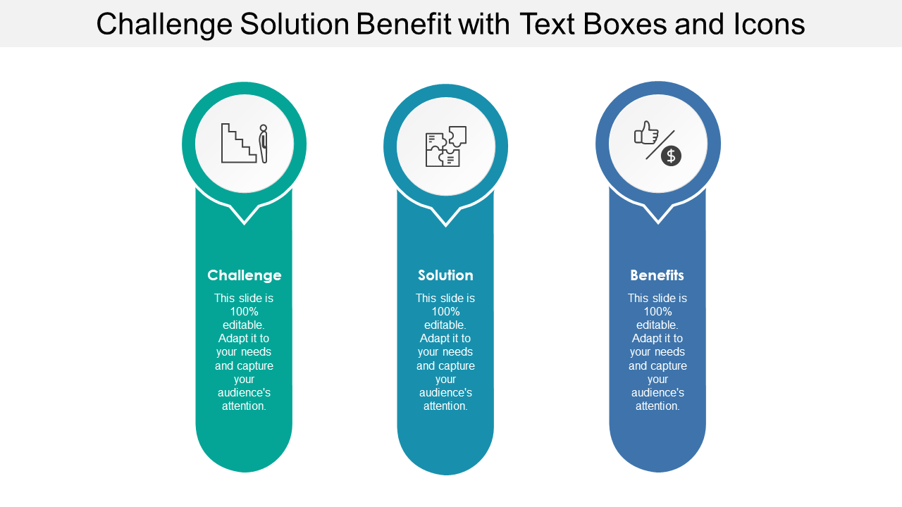 Challenge Solution Benefit with Text Boxes and Icons