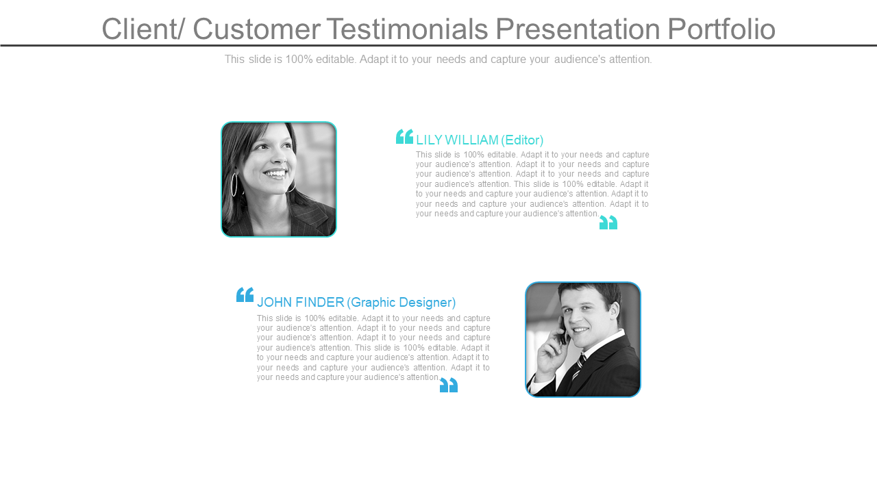 Client Customer Testimonials Presentation Portfolio