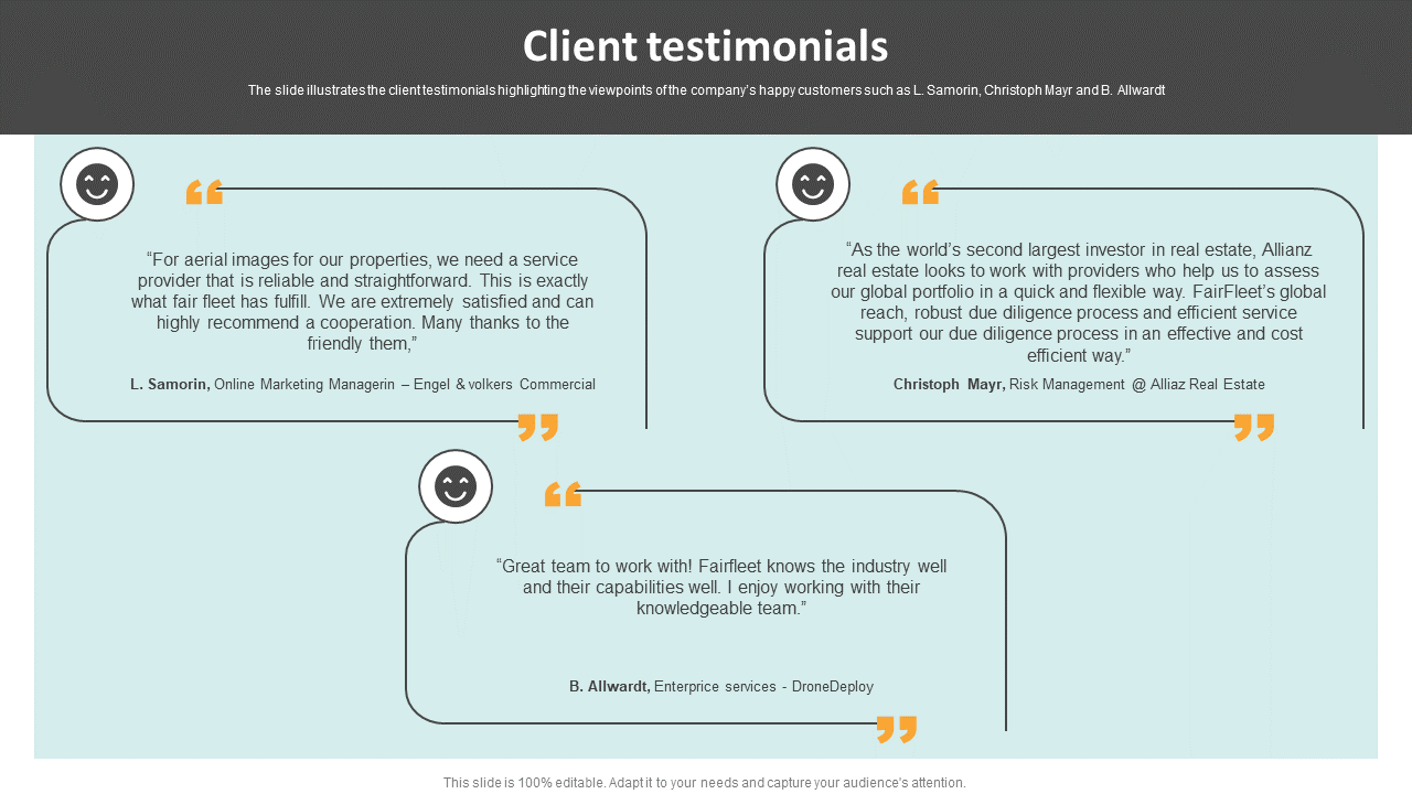 Client testimonials