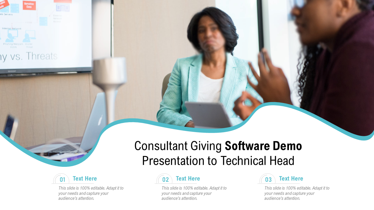 Consultant Giving Software Demo Presentation to Technical Head