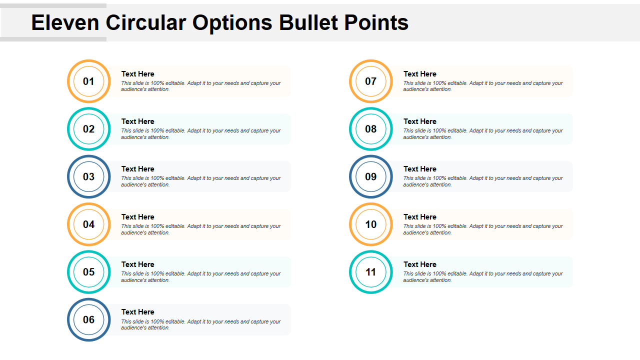 Eleven Circular Options Bullet Points