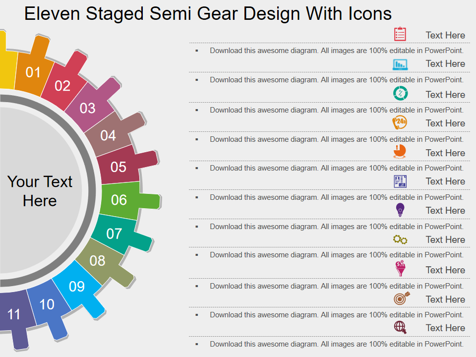 Eleven Staged Semi Gear Design With Icons