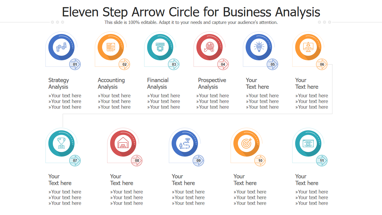 Eleven Step Arrow Circle for Business Analysis