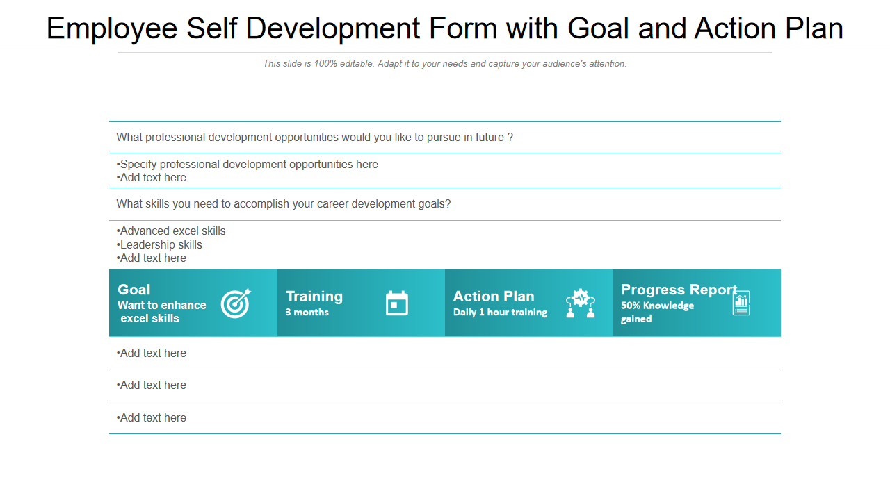 Employee Self Development Form with Goal and Action Plan