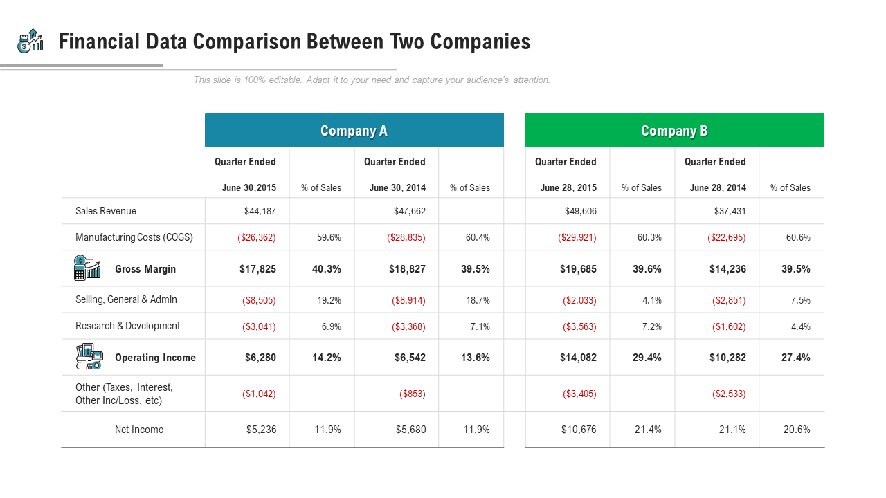 Financial Data Comparison Between Two Companies