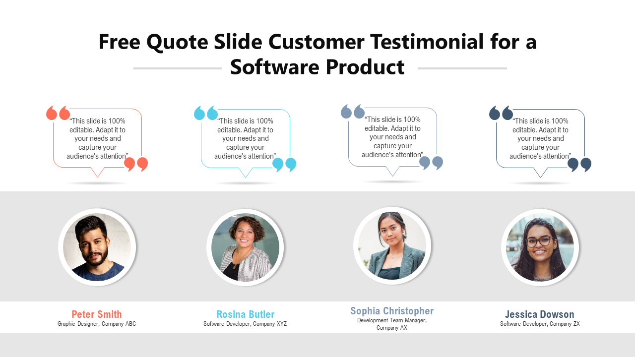 Free Quote Slide Customer Testimonial for a Software Product