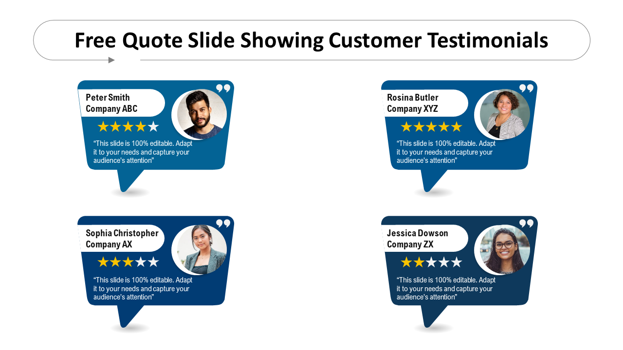 Free Quote Slide Showing Customer Testimonials