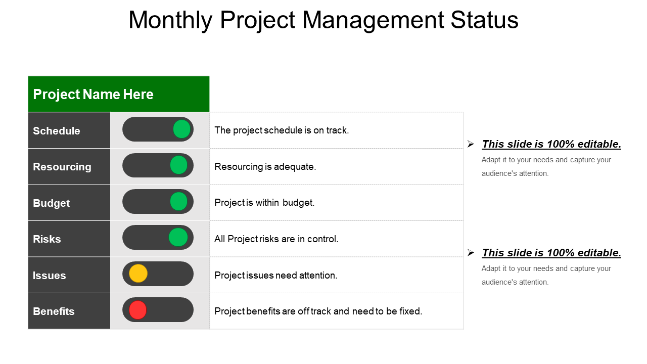 Monthly Project Management Status