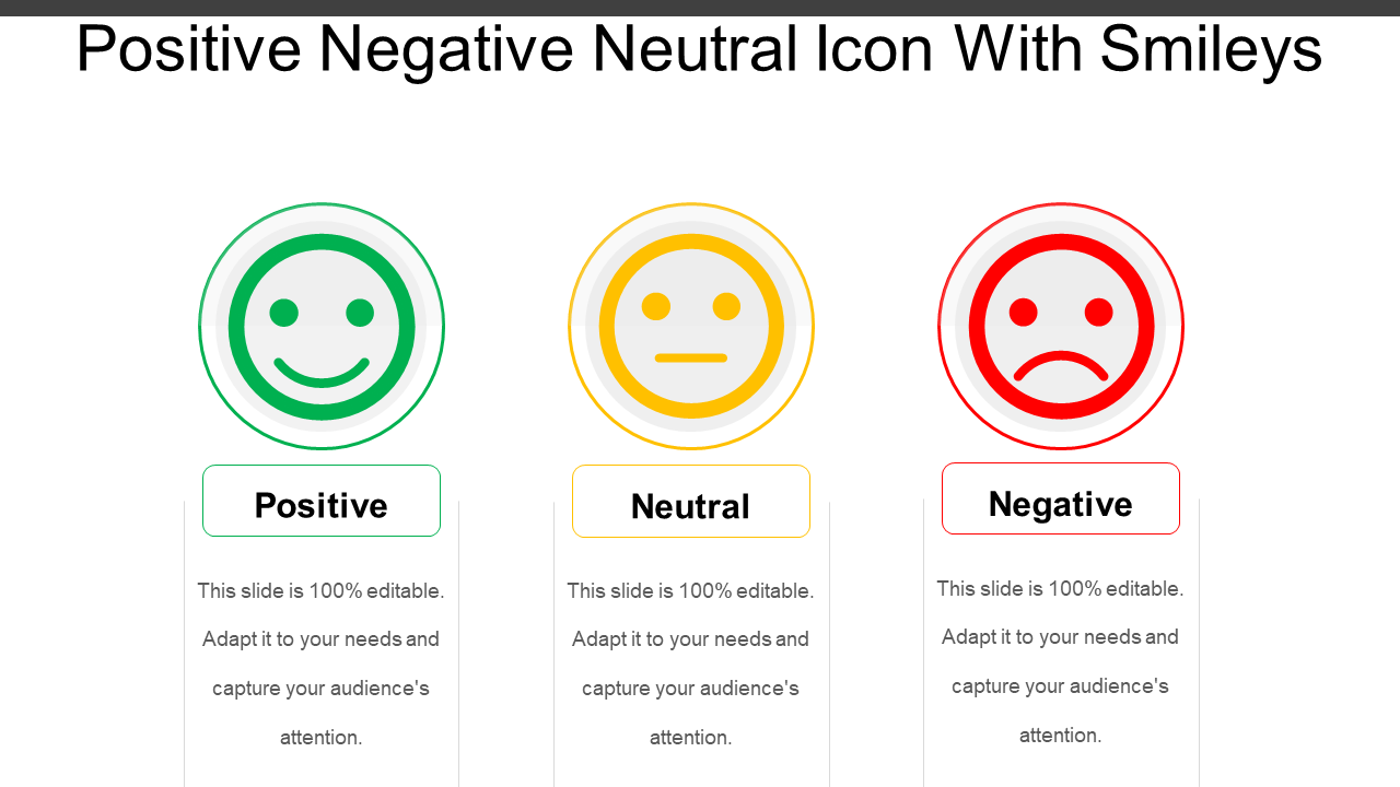 Positive Negative Neutral Icon With Smileys