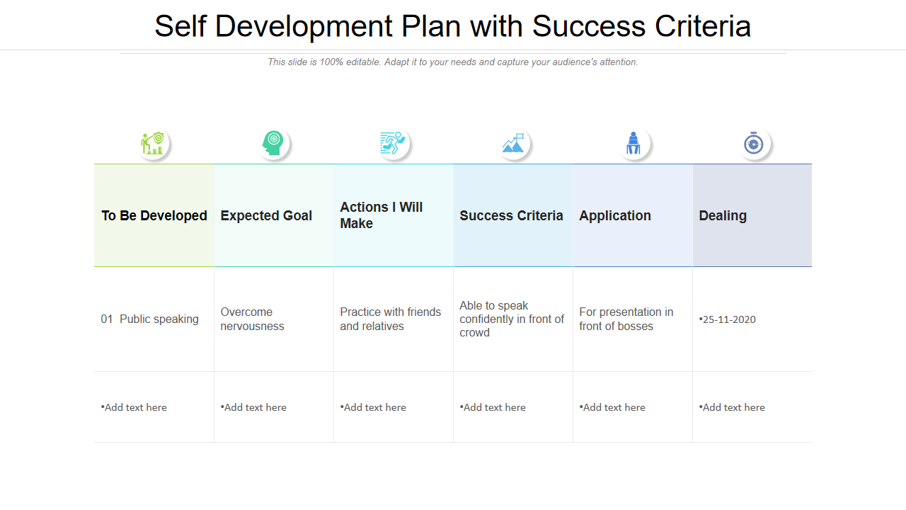 Self Development Plan with Success Criteria