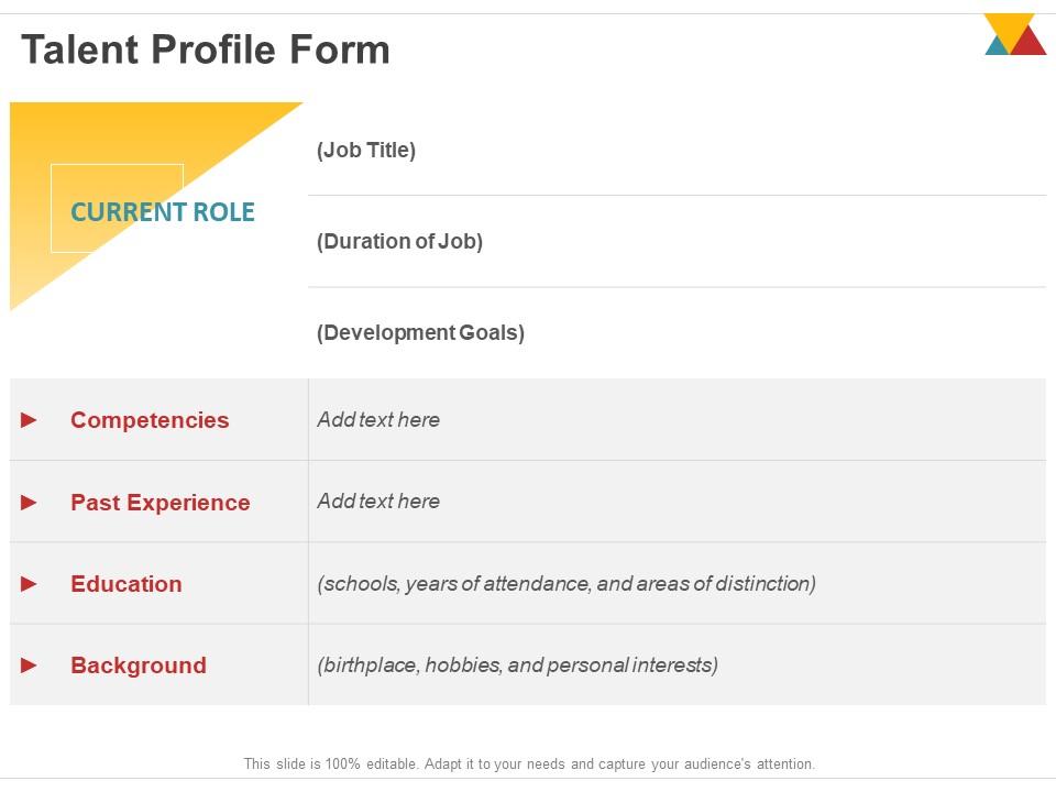 Talent Profile Form PPT Presentation Infographics Visuals