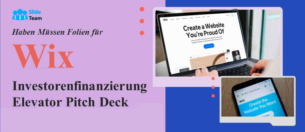 Unverzichtbare Folien für das Wix Investor Funding Elevator Pitch Deck